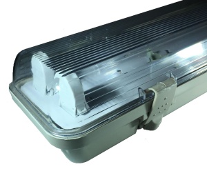 Corp neon neechipat pentru tuburi LED T8 G13 la ambele capete 2x150cm ABS si policarbon 230V IP65 - Img 2