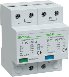 Descărcător de supratensiune T1+T2+T3, integrat, AC