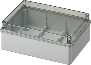 Doza aplicata transparenta 190x140x70mm IP56 pentru distributie jonctiune ABS rezistenta UV fara presetupe margini netede
