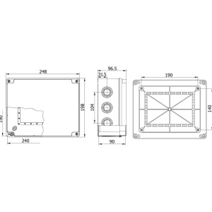 Doza electrica din plastic ABS 240x190x90mm IP67 IK06 cu margini netede - Img 2