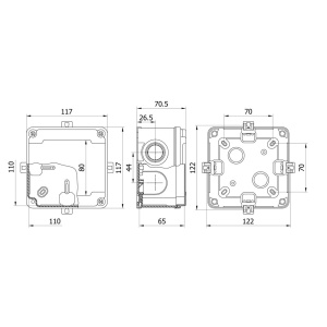 Doza patrata din plastic ABS 110x110x65mm IP67 IK06 - Img 2