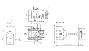 Intrerupator modular rotativ 3 poli 100A 0-1 ON-OFF IP20 montaj pe sina sau cu suruburi - Img 2