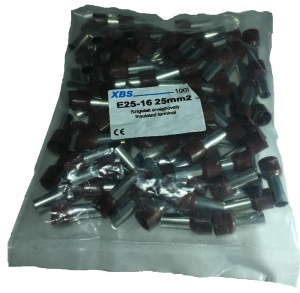 Pini tubulari izolati terminali papuci electrici 25mm² maro set 100 bucati - Img 3