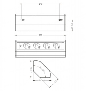 Prelungitor grup 4 prize schuko pentru colt montaj pe blat sau birou 16A 3680W 230V cablu 1.8 metri 3G1.5 si led indicator de prezenta tensiune - Img 2