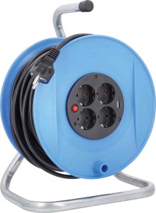 Prelungitor pe tambur 25m cablu H07RN-F 3G1.5mm² 4 prize schuko cu protectie 16A 230V si 1 priza USB