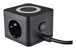Prelungitor statie de incarcare 1.5m cablu H05VV-F 3G1.5 cu 2 prize schuko 16A 3 porturi USB 3V 2.4A si incarcare wireless 5W prin inductie maxim 3500W IP20