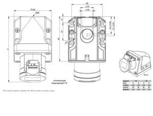 Priza industriala CEE 2 poli 24V 16A aplicata IP44 - Img 3