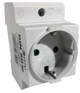 Priza schuko modulara pe sina DIN omega 16A 250V 2P+F IP30 45x45 cu protectie copii