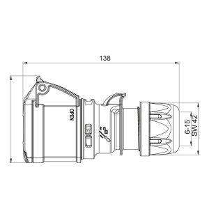 Priza trifazica mobila pe cablu 4 poli 16A 3P+E 6h CEE 380V IP44 - Img 2