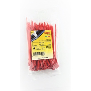 Set 100 buc colier cablu 140x3.6mm din plastic rosu Cobra 9133 - Img 1