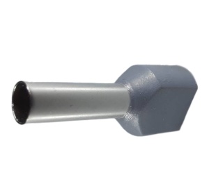 Set 100 pini terminali dubli izolati 4mm² gri ferule cupru 21mm - Img 2
