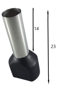 Set 100 pini terminali dubli izolati 6mm² negri ferule cupru 23mm - Img 3