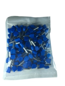 Set pini dubli albastri 2.5mm² conectori terminal de sertizare izolati poliamida tubulari set 100 buc