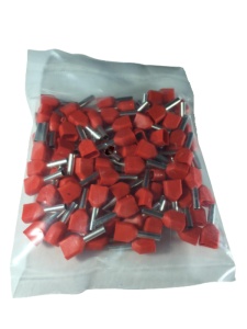 Set pini dubli rosii 1,5mm² conectori terminal de sertizare izolati poliamida tubulari set 100 buc - Img 2