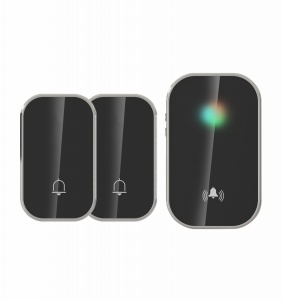 Sonerie fără fir și fără baterie 2 transmițătoare - comutator cinetic (2 butoane) și 1 receptor negru ( 1 sonerie) la priză , IP44 - Img 1