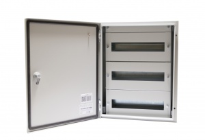 Tablou electric 500x400x200mm 60 module cofret dulap cabinet metalic modular 3 randuri x 15 module IP66 aparent cu plastroane sina DIN pentru montaj contrapanou placa de montaj - Img 2