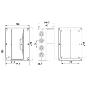 Tablou electric aplicat 14 module IP66 IK06 290x210mm cu usa fumurie din policarbon PC - Img 2