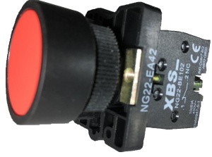 Buton rosu simplu fara lumina cu revenire pentru tablouri electrice 1NC 6A 230V - Img 1