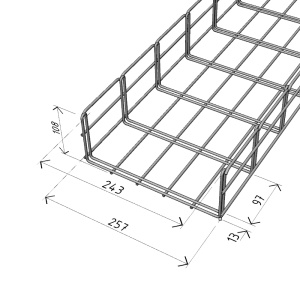 Canal cablu metalic 250x100mm din sarma mesh galvanizat lungime 2m jgheab pentru trasee electrice - Img 2