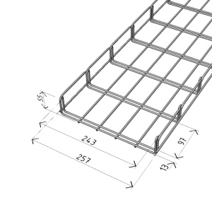 Canal cablu metalic 250x50mm din sarma mesh galvanizat lungime 2 metri jgheab pentru trasee electrice - Img 3