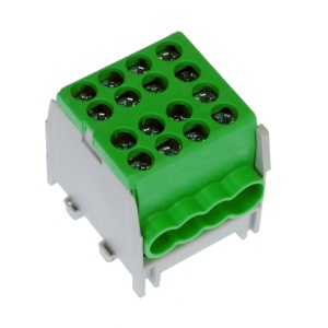 Clema de distributie derivatie 1 pol pe sina DIN omega 4 intrari ( 1x35+3x25mm2) verde pentru impamantare - Img 2
