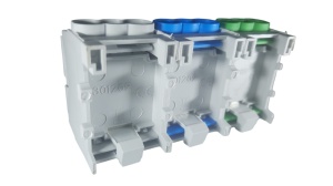Cleme de distributie derivatie pentru conexiuni monofazice 25mm²/35mm² Cu-Al montaj pe sina DIN 100A - Img 3