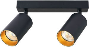 Corp ilum. spot reglabil pt. tavan, negru, reflector auriu