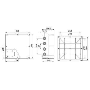 Doza de ramificatie aplicata ABS 290x290x140mm IP67 IK06 transparenta inalta - Img 2