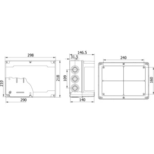 Doza patrata de ramificatie din plastic adanca ABS 290x210x140mm IP67 IK06 - Img 2