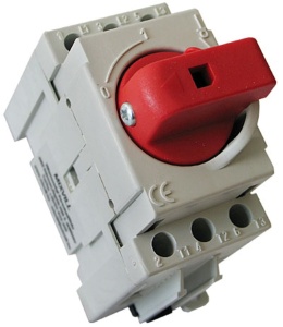 Intrerupator modular rotativ 3 poli 40A 0-1 ON-OFF IP20 montaj pe sina sau cu suruburi - Img 1