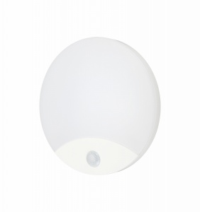Lampă LED 15W 1200lm 4000K 250x49mm rotundă albă cu senzor de mișcare exterior perete sau tavan IP44 3 ani garantie