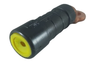 Papuc aluminiu 50mm² izolat cu cap de prindere din cupru gaura M12 cu pasta de contact in interior si membrana de culoare galbena pentru identificare - Img 2