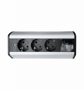 Prelungitor grup 3 prize schuko pentru blat sau birou montaj orizontal 16A 3680W 230V cablu 1.8 metri 3G1.5 si led indicator de prezenta tensiune - Img 1