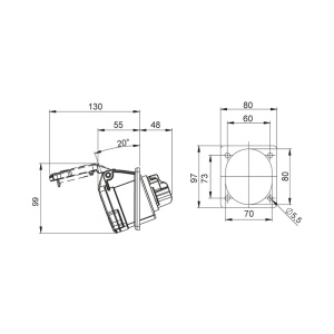 Priza industriala trifazica incastrabila 5 poli 32A 380/415V 50-60Hz IP44 - Img 2