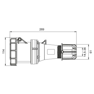 Priza monofazica mobila pe cablu 3 poli 63A 1P+N+E 6h CEE 230V IP67 - Img 3