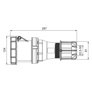 Priza trifazica mobila pe cablu 5 poli 125A 3P+N+E 6h CEE 380V IP67 - Img 2