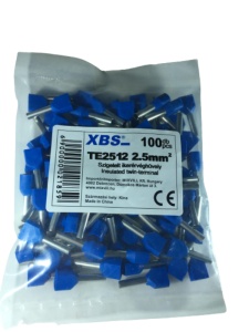 Set pini dubli albastri 2.5mm² conectori terminal de sertizare izolati poliamida tubulari set 100 buc - Img 2