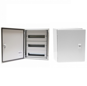 Tablou electric 500x400x200mm 60 module cofret dulap cabinet metalic modular 3 randuri x 15 module IP66 aparent cu plastroane sina DIN pentru montaj contrapanou placa de montaj - Img 3