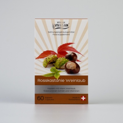 Capsule cu extracte din frunze de struguri rosii, castane si vitamine - 60 capsule