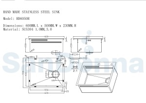 Čelični sudoper boja BAKAR 600x500x230mm - Img 5