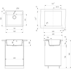 Granitni sudoper 560x500 - BEŽ model V104 - Img 3