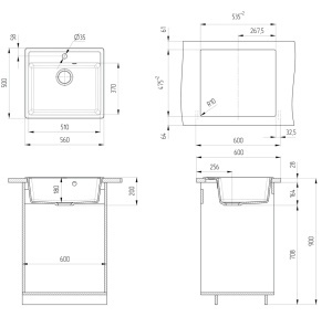 KOMPLET Granitni sudoper 560x500 - BEŽ model V104 i lučna slavina bež - Img 3