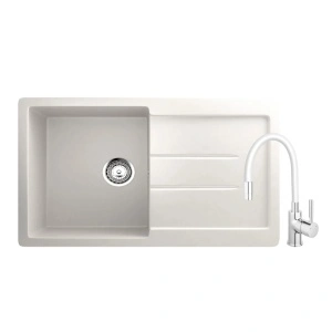 KOMPLET: Granitni sudoper 770x500mm - ULTRA BIJELA model V507 i flexy bijela slavina