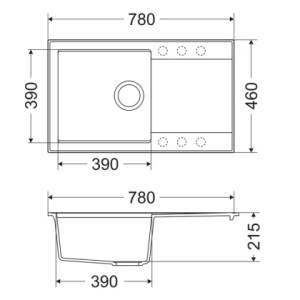 KOMPLET Granitni Sudoper 78x46 - GRANIT CRNA model V507 i lučna crna slavina - Img 3