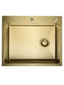 Detaljan prikaz dubokog korita (230mm) zlatnog čeličnog sudopera HD6050 R.