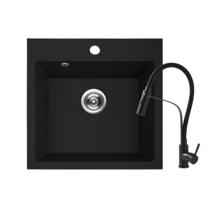 Akcija set: Valterra Niko 490 crni granitni sudoper + KAV full black slavina