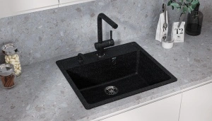 Granitni sudoper 570x510mm - GRANIT CRNA model V104 - Img 3