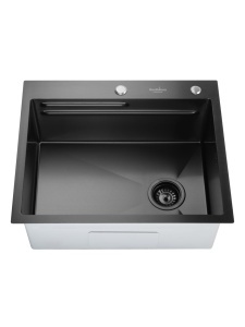 Detaljan prikaz dubokog korita (230mm) grafitno crnog sudopera HD6050 R.