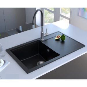 KOMPLET: Granitni Sudoper 78x46x20cm- GRANIT CRNA model V507 i tuš flexy slavina - Img 4