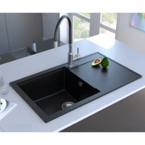 KOMPLET: Granitni Sudoper 78x46x20cm- GRANIT CRNA model V507 i tuš flexy slavina - Img 4